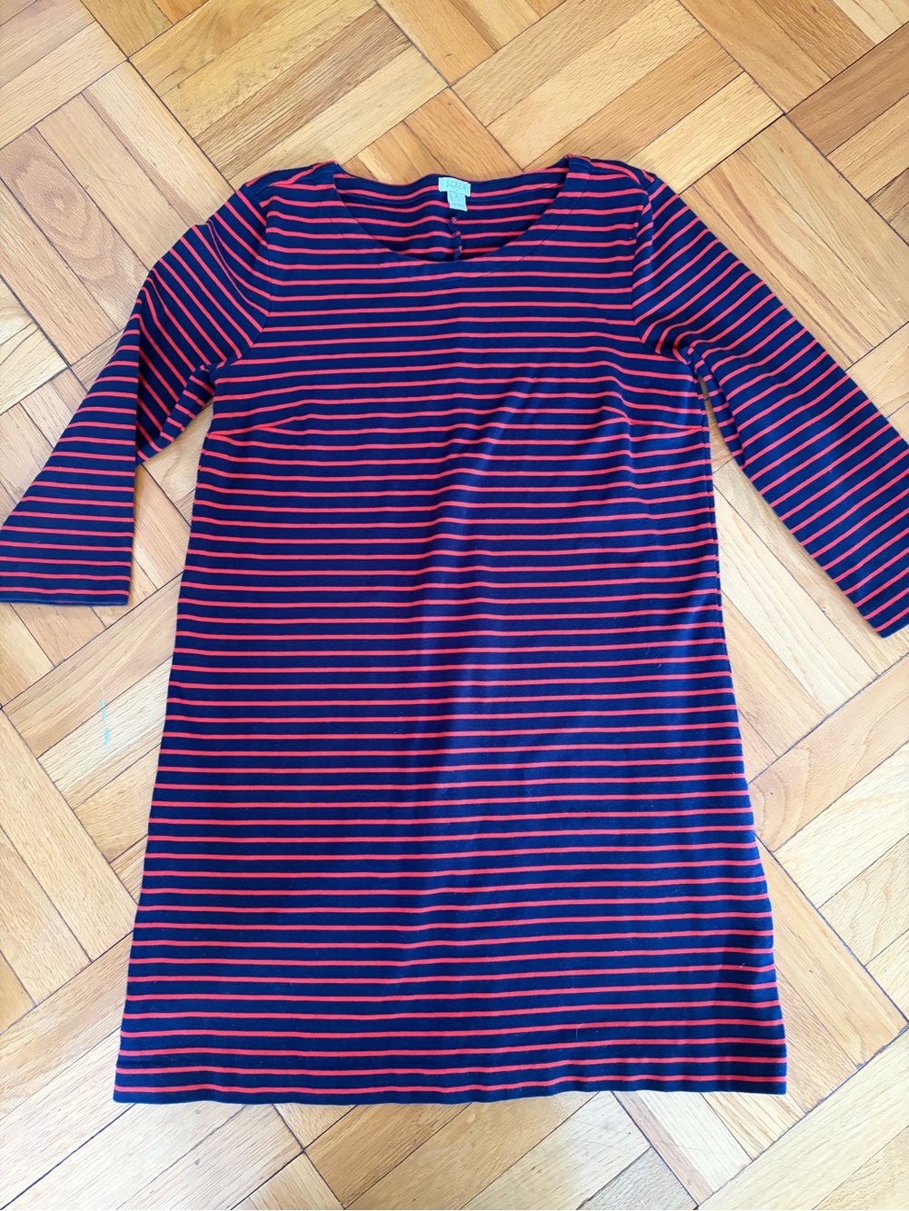 J. Crew Navy and Red Striped Mini Dress